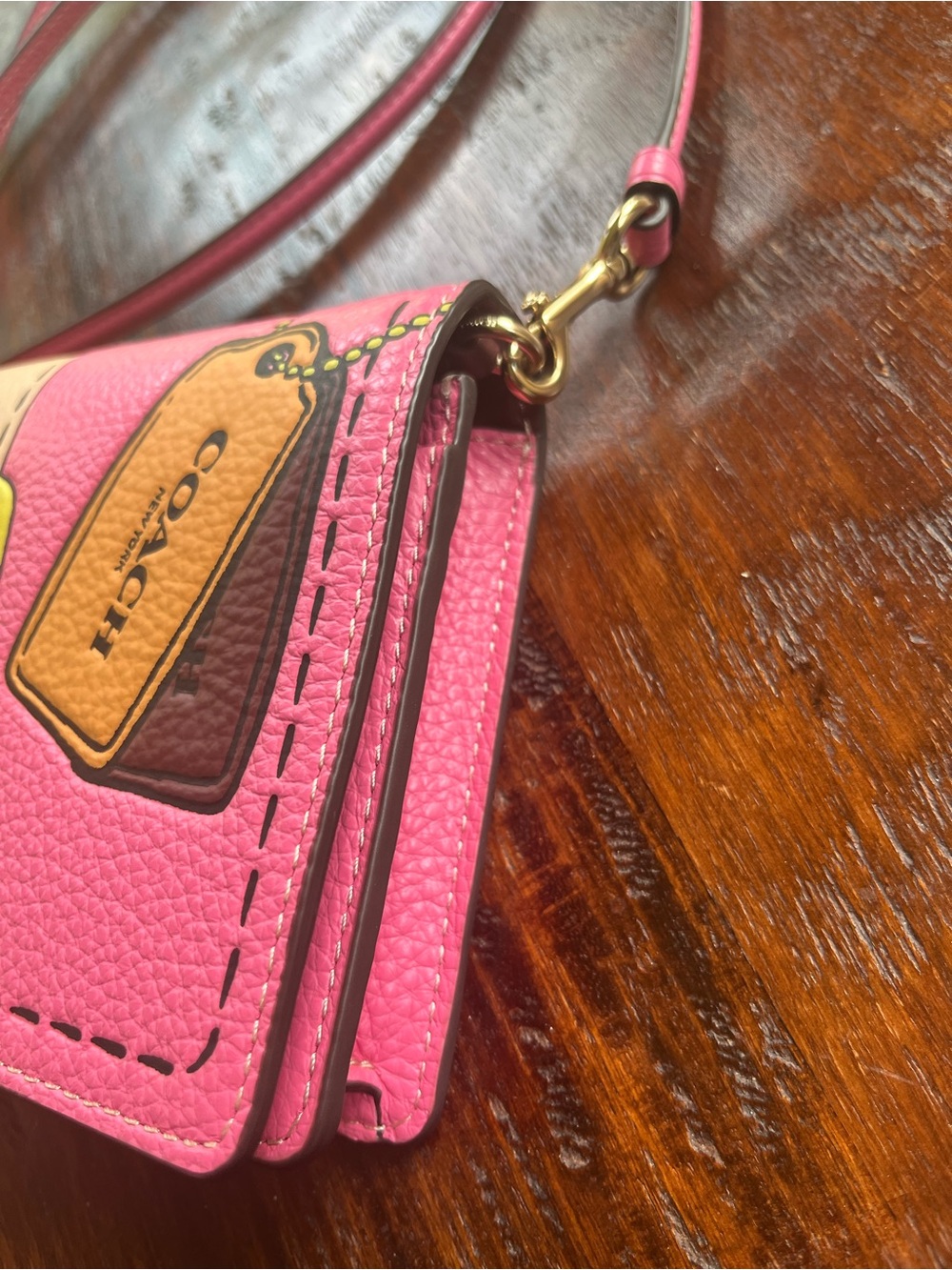 Coach Anna Foldover Clutch Crossbody Trompe L’oeil Pink Barbiecore - Picture 4 of 16